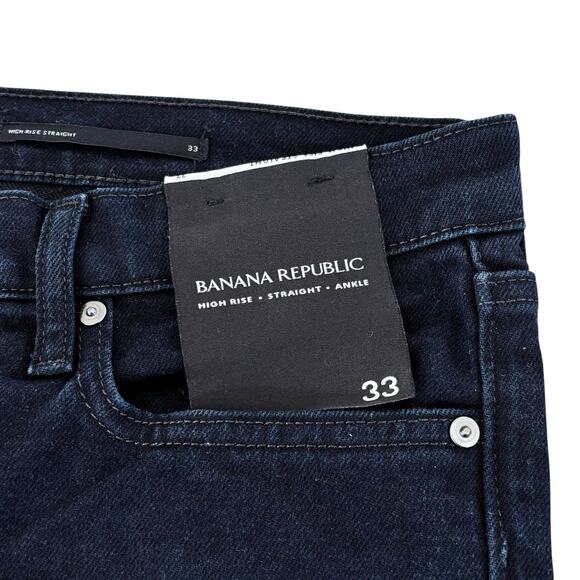 Banana Republic High Rise Straight Ankle Jeans Black Wash Size 33/16 Button Fly - Picture 5 of 8